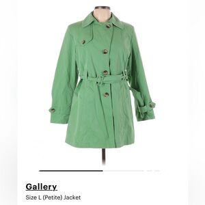 Gallery mint green cotton belted trench coat - sz Petite Large